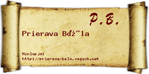 Prierava Béla névjegykártya